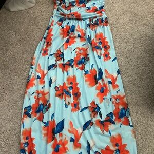 Grace Karin Blue and Red Floral Dress